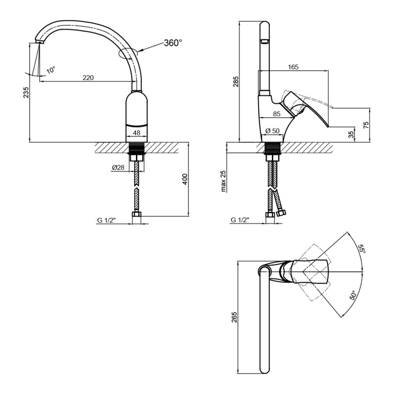 Lidz Змішувач для кухні Anny 007F (k40) LDANN007FCRM35122 Chrome