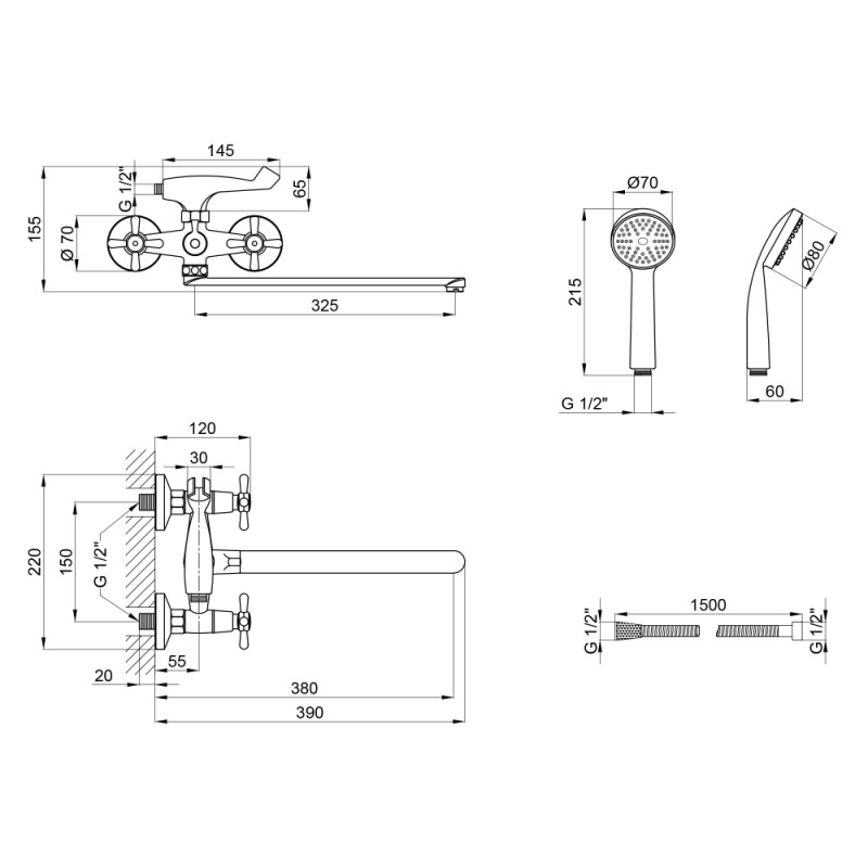 Lidz Змішувач для ванни Dominox 140 Хром (LDDOM140CRM35529)