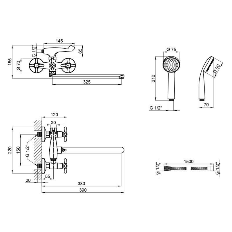 Lidz Змішувач для ванни Dominox 143 Хром (LDDOM143CRM35530)