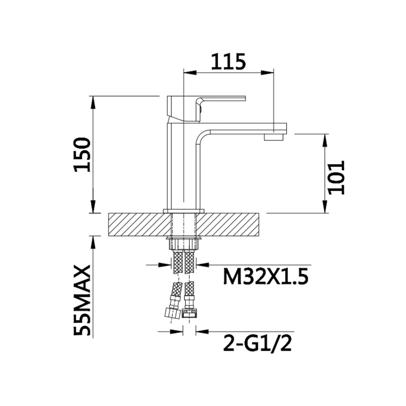 Lidz Змішувач для раковини Dozorca 001 (k35) LDDOZ001CRM45403 Chrome
