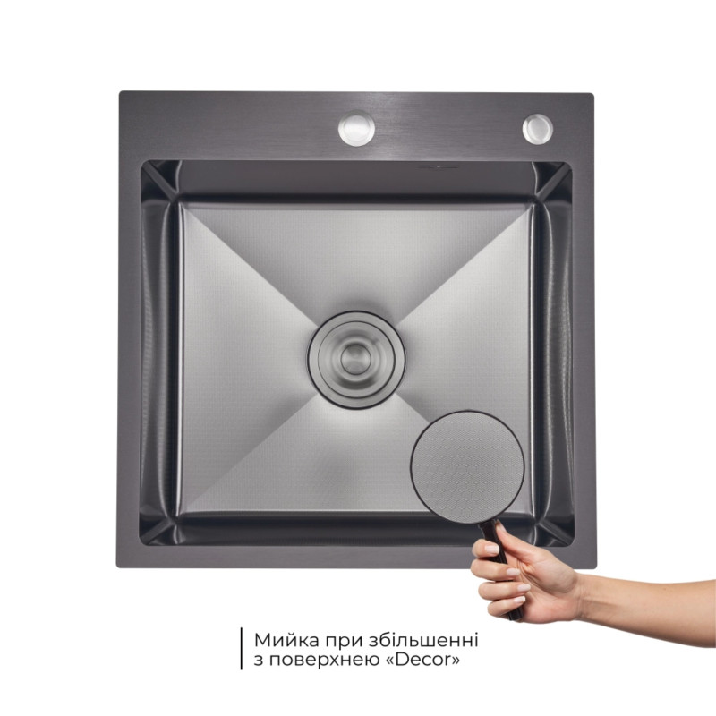Акційний набір Lidz: мийка інтегрована Decor Black PVD Honeycomb 2,5/0,5 мм + Змішувач Aria для кухні з гнучким виливом (k35) Black SD00057350