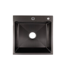 Lidz Мийка для кухні інтегрована Handmade H5050B (LDH5050BPVD43619) Brushed Black PVD 3,0/0,8 мм
