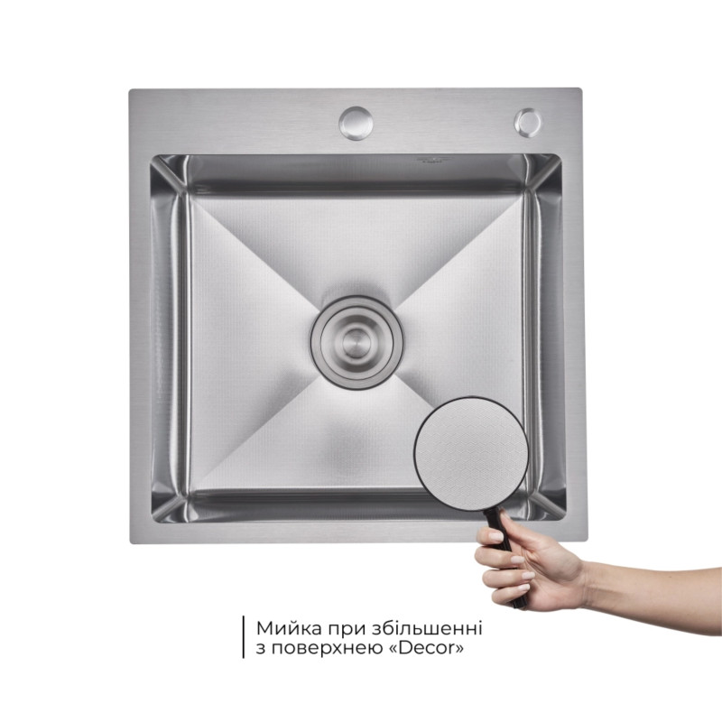 Акційний набір Lidz: мийка H5050H інтегрована Decor Honeycomb 2,5/0,5 мм LDH5050DEC48365 + Змішувач Aria для кухні з гнучким виливом (k35) Grey SD00057349