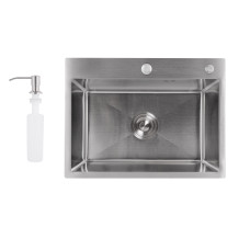 Мийка для кухні інтегрована Lidz Handmade H5843 Brushed Steel 3,0/1,0 мм LDH5843BRU49442 SD00055566