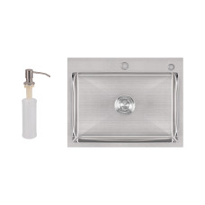 Lidz Мийка для кухні інтегрована Handmade H5845 (LDH5845BRU35384) Brushed Steel 3,0/0,8 мм