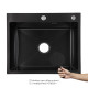 Lidz Handmade H6050HB Мийка для кухні інтегрована Decor Black PVD Honeycomb 2,5/0,5 мм LDH6050BDECPVD48371 SD00054495