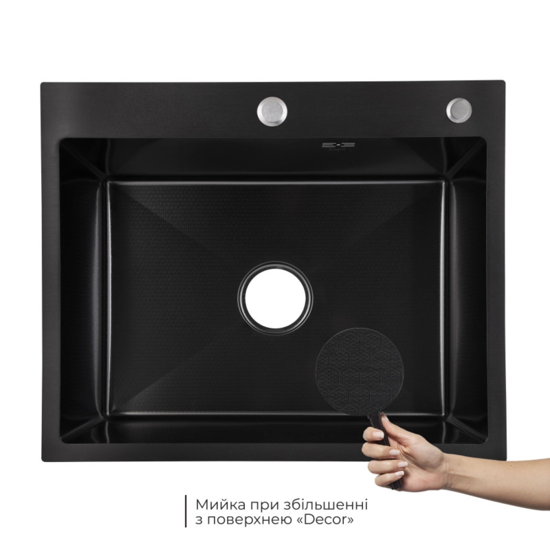 Акційний набір Lidz: мийка інтегрована Decor Black PVD Honeycomb 2,5/0,5 мм + Змішувач Aria для кухні з гнучким виливом (k35) Black SD00057352