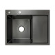 Lidz Мийка для кухні інтегрована Handmade H6350BR крило праворуч (LDH6350BRPVD45590) Brushed Black PVD 3,0/1,0 мм