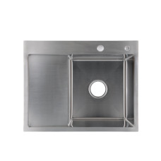 Lidz Мийка для кухні інтегрована Handmade H6350L крило ліворуч (LDH6350BRUL45588) Brushed Steel 3,0/1,0 мм