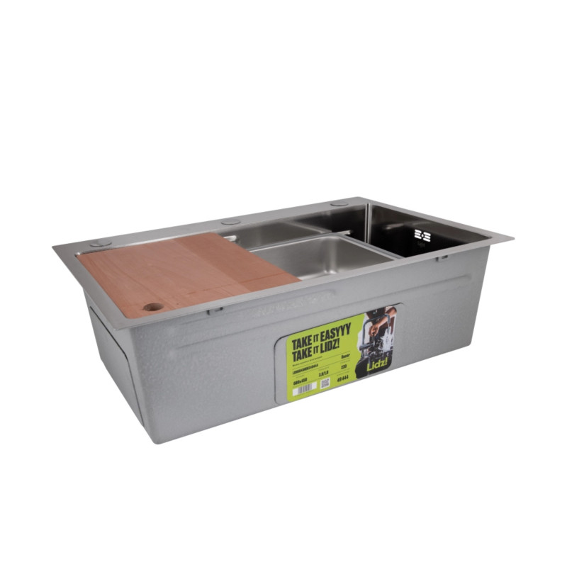 Акційний набір Lidz: мийка H6845 Decor 3,0/1,0 мм + Змішувач Aria для кухні з гнучким виливом (k35) Grey SD00057363