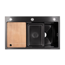Lidz Handmade H7545B Мийка для кухні інтегрована Decor Black PVD Honeycomb 3,0/1,0 мм LDH7545BDECPVD48373 SD00054497