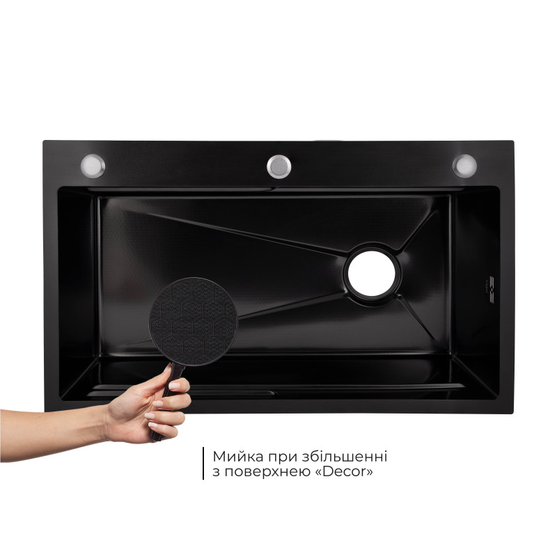 Lidz Handmade H7545B Мийка для кухні інтегрована Decor Black PVD Honeycomb 3,0/1,0 мм LDH7545BDECPVD48373 SD00054497