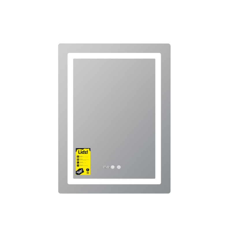 Дзеркало Lidz Kubis (KU2) 600х800 з годинником, з LED-підсвічуванням Touch, з антизапотіванням, з димером, рег. яскравості LDKU600800CL49280 SD00055404