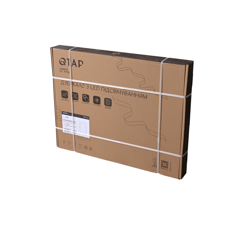 Дзеркало Lidz Kubis (KU2) 600х800 з годинником, з LED-підсвічуванням Touch, з антизапотіванням, з димером, рег. яскравості LDKU600800CL49280 SD00055404