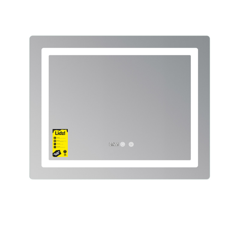 Дзеркало Lidz Kubis (KU2) 800х600 з годинником, з LED-підсвічуванням Touch, з антизапотіванням, з димером, рег. яскравості LDKU800600CL48281 SD00055405