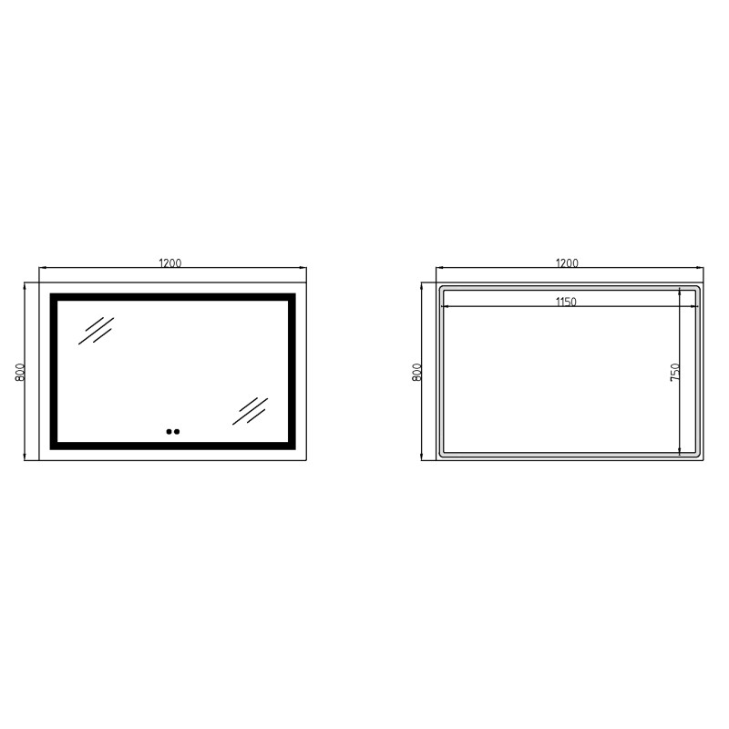 Дзеркало Lidz Kubis (KU1) 1200х800 з LED-підсвічуванням Touch, з антизапотіванням, з димером, рег. яскравості LDKUB120080049008 SD00055132