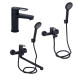 Lidz Комплект змішувачів для ванної кімнати Latwa 001Black+ Latwa 006Black+ Latwa 005Black