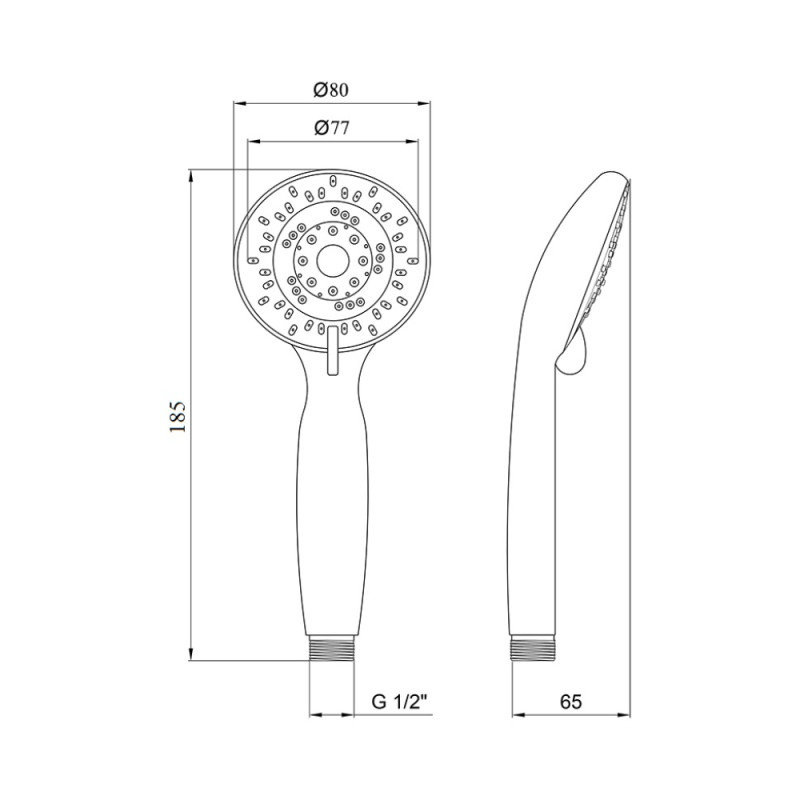 Lidz Лійка для ручного душу Лейки Niagara 05 80 мм округла LDNIA05CRM22037 Chrome