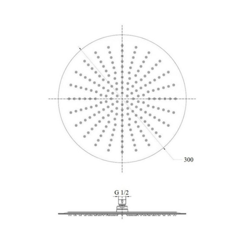 Lidz Лійка для верхнього душу Лейки Лейка 130 300 мм округла LDNIA130NKS32451 Nickel