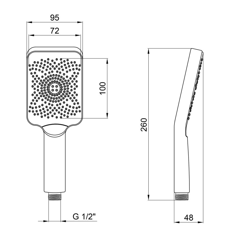 Лійка для ручного душу Lidz Niagara 33 145x95 мм прямокутна LDNIA33GRP48538 Graphite SD00054662