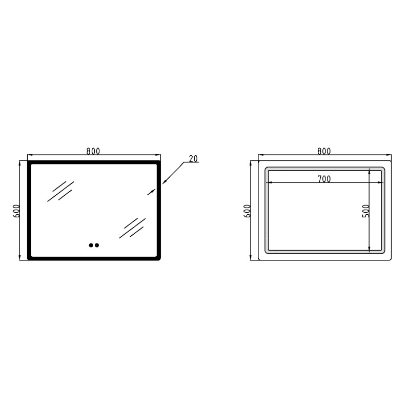 Дзеркало Lidz Orion (OR2) 800х600 з LED-підсвічуванням Touch, з антизапотіванням, з димером, рег. яскравості LDOR80060049294 SD00055418