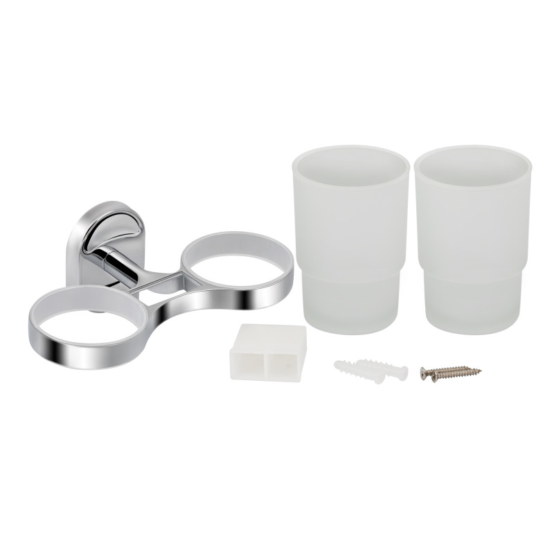 Lidz Склянка з тримачем Oreo 0402 подвійний настінний (матове скло) LDORE0402CRM22164 Chrome