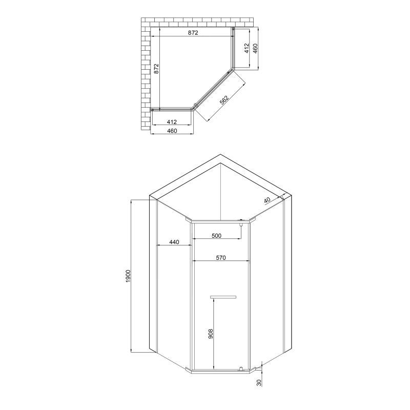 Душова кабіна Lidz Dozorca SC90x90.CRM.LOW.TR, скло прозоре 6 мм без піддона SD00047604