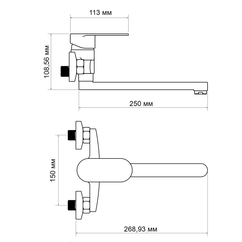 Lidz Змішувач для кухні Tani 009 настінний (k40) LDTAN009CRM44973 Chrome