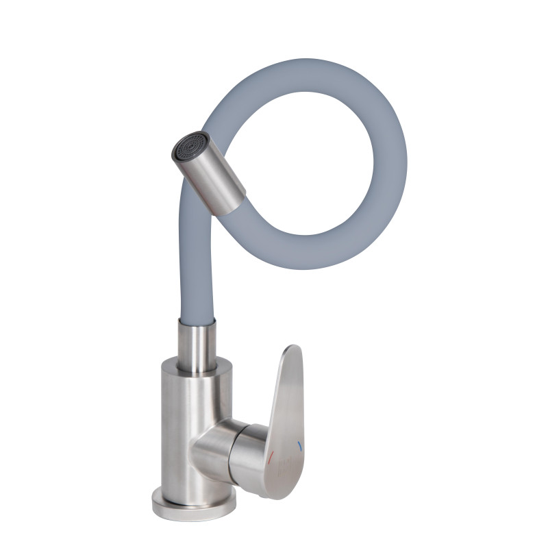 Lidz Змішувач для кухні Vida 015F3 з гнучким виливом (k35) LDVID015F3GRE43356 Grey