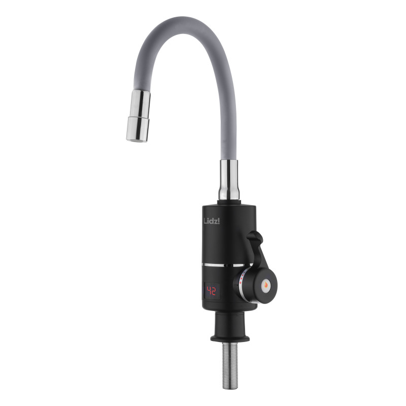 Проточний кран-водонагрівач з гнучким виливом для кухні Lidz Warm 064 LDWAR064GRE49094 Black/Grey SD00055218