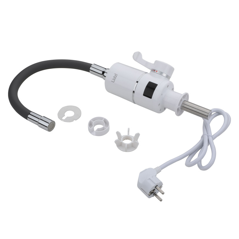 Проточний кран-водонагрівач з гнучким виливом для кухні Lidz Warm 065 LDWAR065BLA49095 White/Black SD00055219
