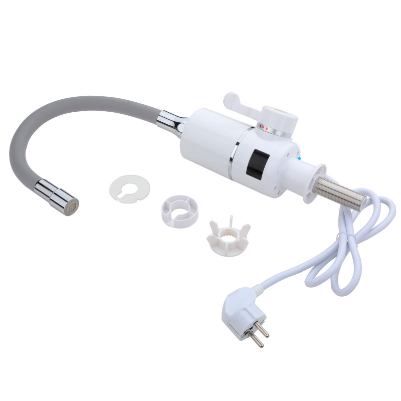 Проточний кран-водонагрівач з гнучким виливом для кухні Lidz Warm 065 LDWAR065GRE49096 White/Grey SD00055220