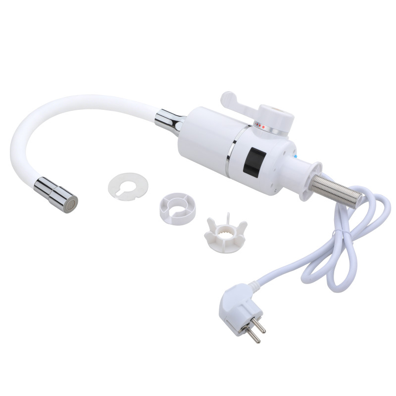 Проточний кран-водонагрівач з гнучким виливом для кухні Lidz Warm 065 LDWAR065WHI49097 White/White SD00055221