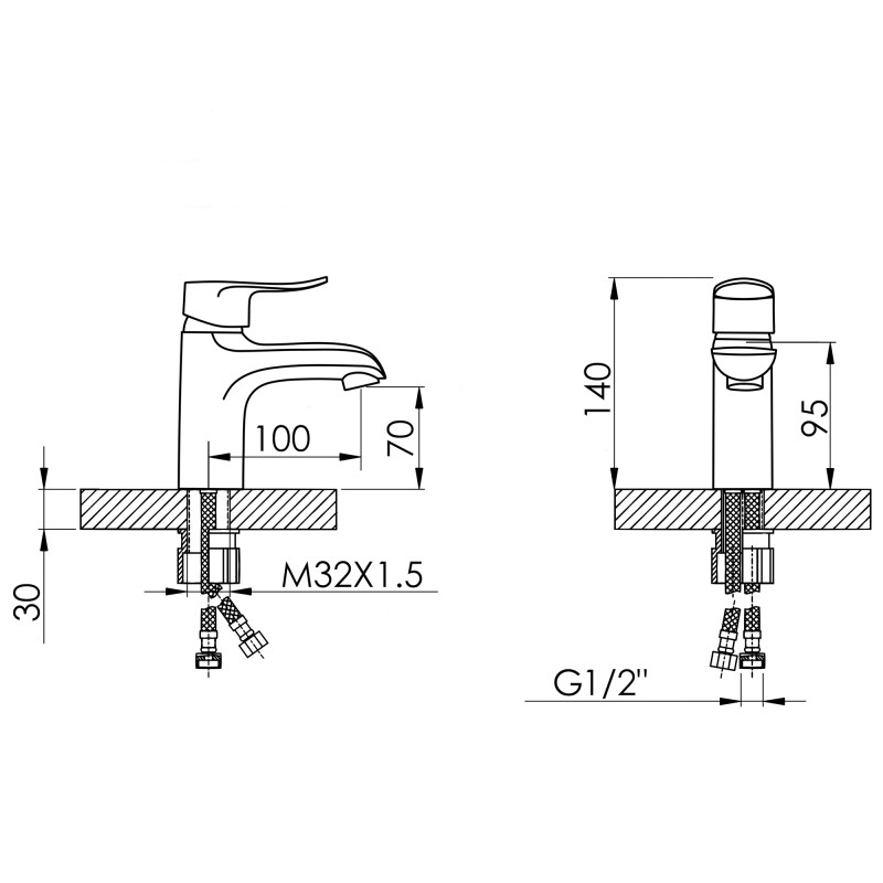 Lidz Змішувач для раковини Wieza 001 (k35) LDWIE001CRM45409 Chrome