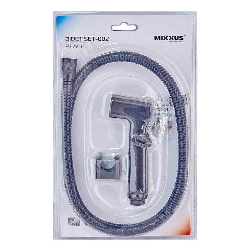 Набір для гігієнічного душу Mixxus Bidet SET-002 Black (шланг 1,2м) (LE2776)