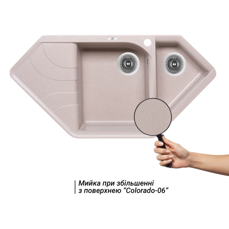 Lidz Кухонна мийка з додатковою чашею 1000x500/225 COL-06 (LIDZCOL061000500225)