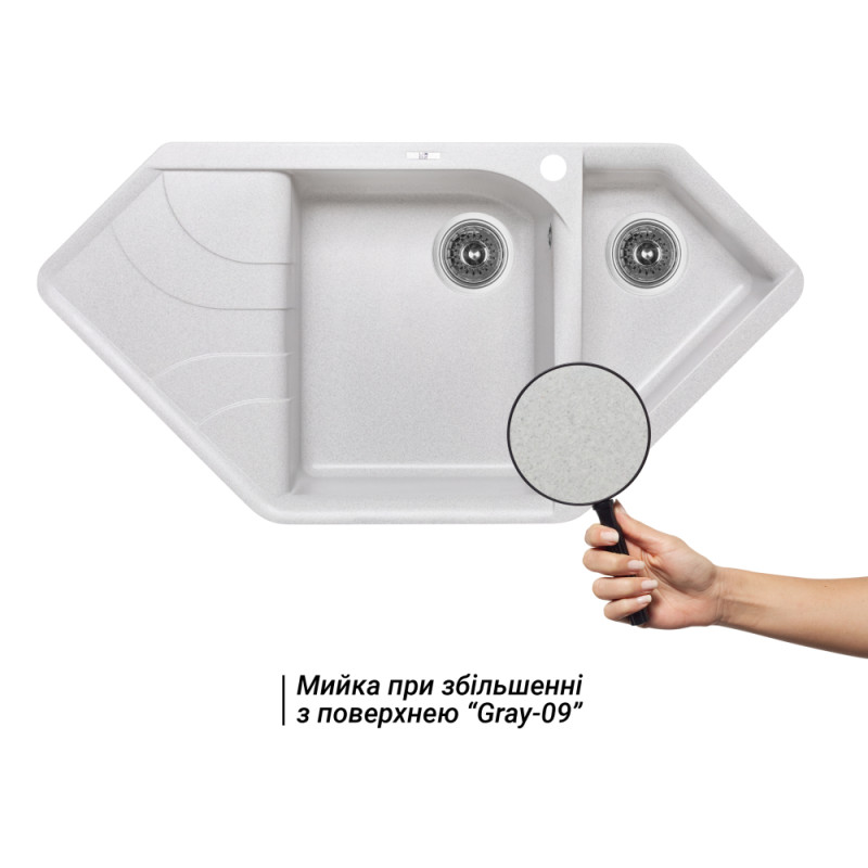 Lidz Кухонна мийка з додатковою чашею 1000x500/225 GRA-09 (LIDZGRA091000500225)