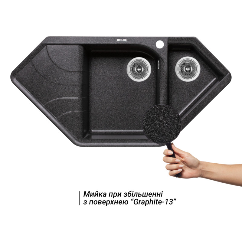 Lidz Кухонна мийка з додатковою чашею 1000x500/225 GRF-13 (LIDZGRF131000500225)