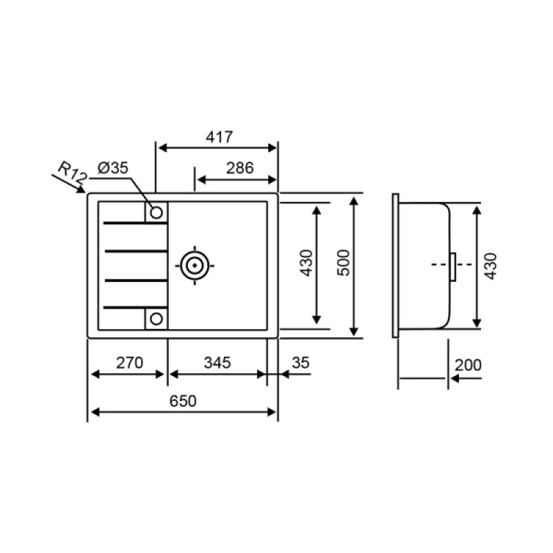 Lidz Кухонна мийка 650x500/200 STO-10 (LIDZSTO10650500200)