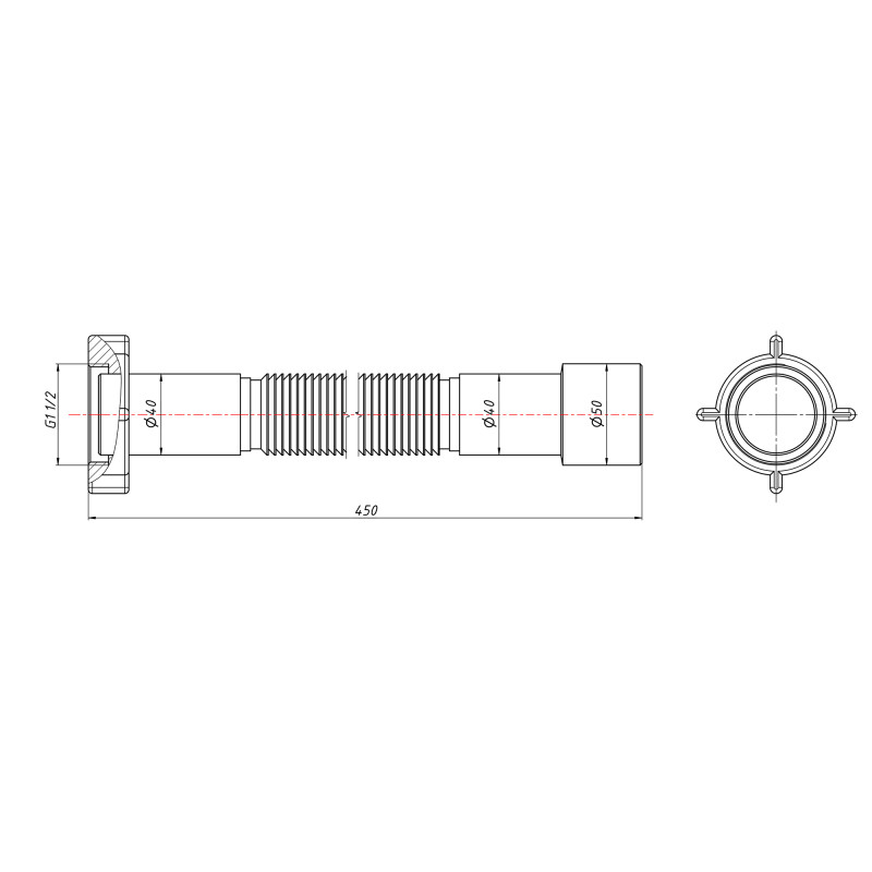 Lidz Гнучка труба (WHI) 60 01 G002 01 з накидною гайкою 1 1/2