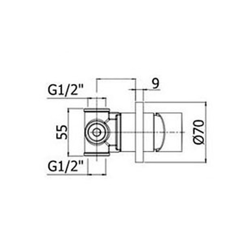 LIG010ST70Light Змішувач для душу прихованого монтажу, steel looking
