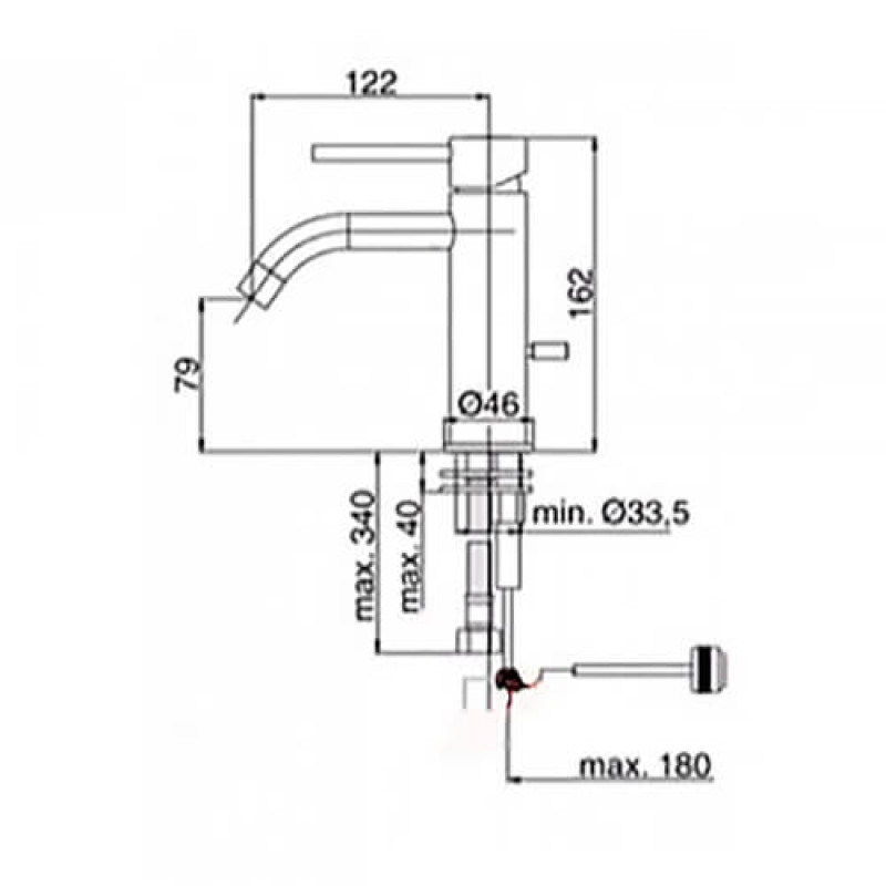 Paffoni Змішувач для умивальника Light LIG 075 CR з донним клапаном, хром (LIG075CR)
