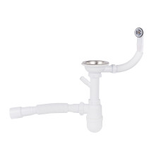 Lidz Сифон для кухонної мийки (WHI) 60 08 E001 01 ECO з круглим переливом (вихід 50 мм)