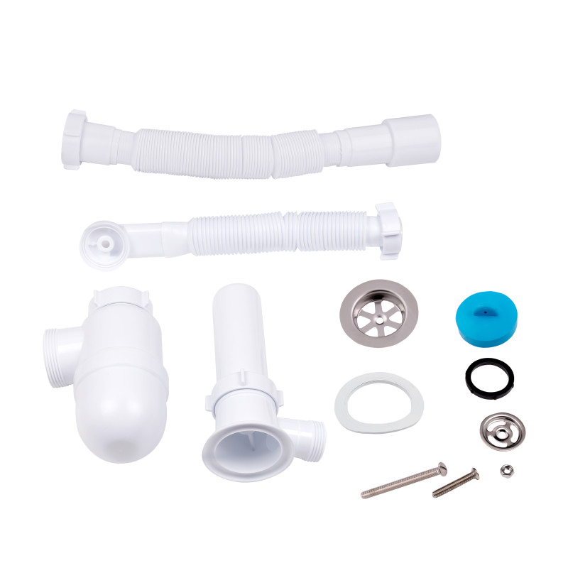 Lidz Сифон для раковини (WHI) 60 08 E004 00 з круглим переливом (вихід 50 мм)