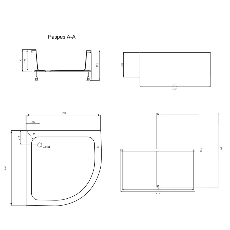 Lidz Душовий піддон KAPIELKA ST90x90x26