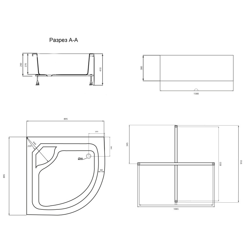 Lidz Душовий піддон KAPIELKA ST90x90x41, білий (LKAST909041)