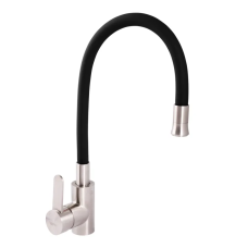 Смеситель для кухни Zerix LR74004-2 с черным гибким изливом (LL1202)