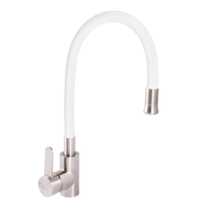 Смеситель для кухни Zerix LR74004-3 с белым гибким изливом (LL1203)
