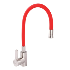 Смеситель для кухни Zerix LR74004-1 с красным гибким изливом (LL1476)