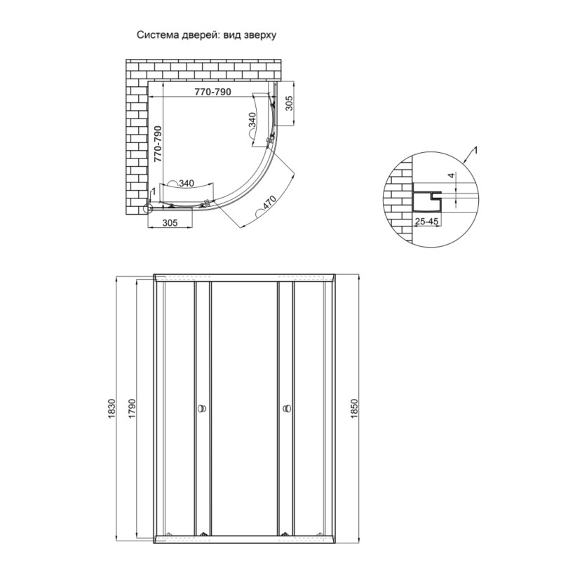 Lidz Душова кабіна Latwa SC80x80.SAT.LOW.GR, скло тоноване 4 мм без піддону (LLSC8080SATLOWGR2)